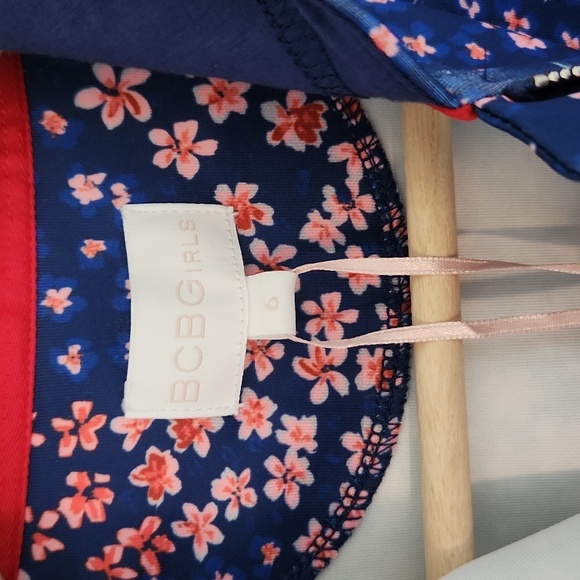 BCBGirls Blue Floral Kids Jacket with Red Accents Size 6 - Picture 2 of 6